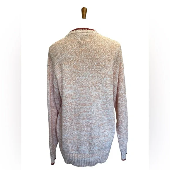BDG Peach and White Crew Neck Sweater Timeless Knit #133 - Picture 3 of 5